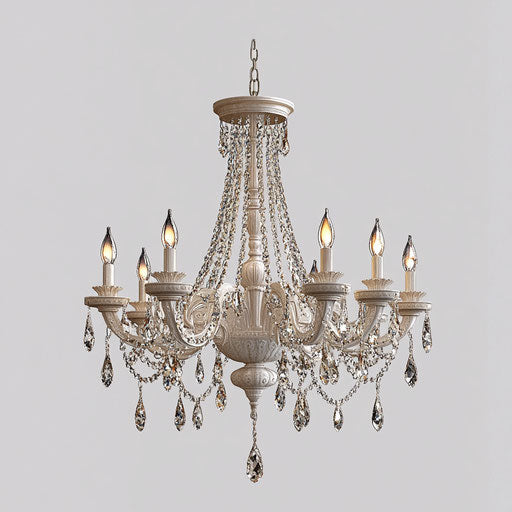 Photo realistic 3D chandelier with flat white background