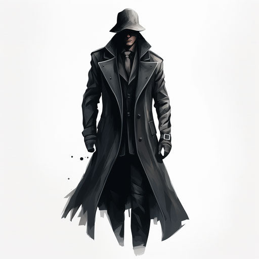 Illustration of coat in the style of Chiaroscuro Art, on white background