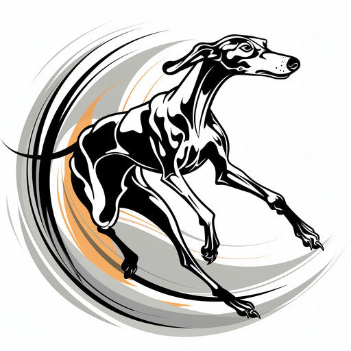 Sleek greyhound in motion: art deco inspired clipart tattoo sketch