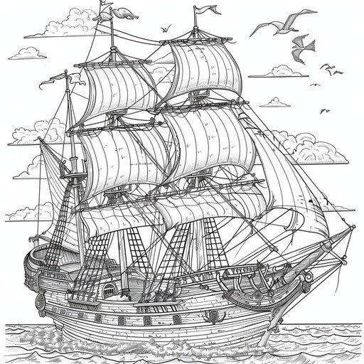 A pirate ship sailing the high seas