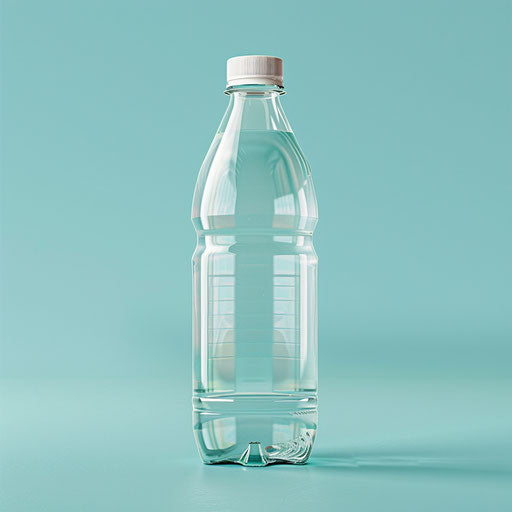 Realistic plastic bottle clipart on serene aqua background