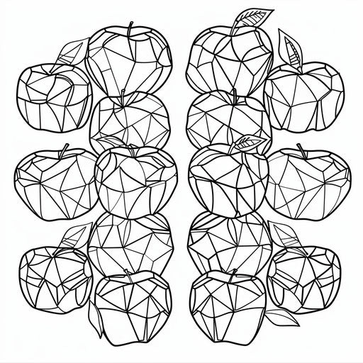 Geometric design made of apple shapes. Coloring book page