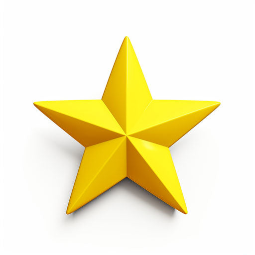 Yellow star in the style of Chiaroscuro Art, on white background