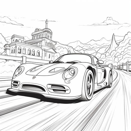 Car race on track with strong contrast