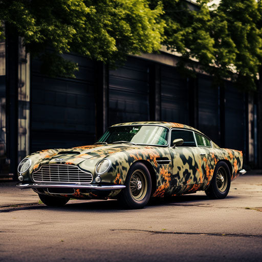 Camouflaged sports car