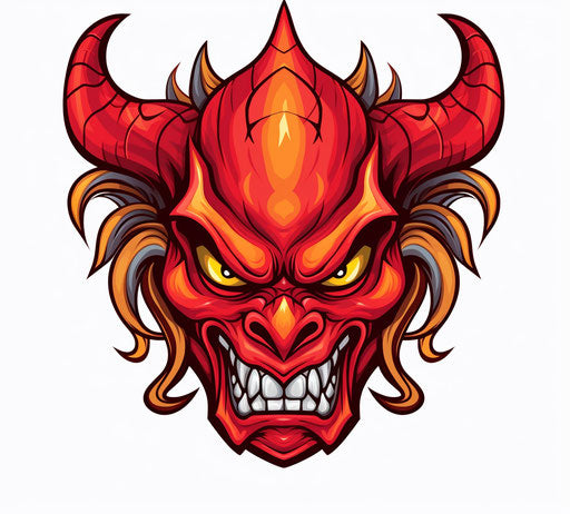 Vibrant caricature devil mask with red horns
