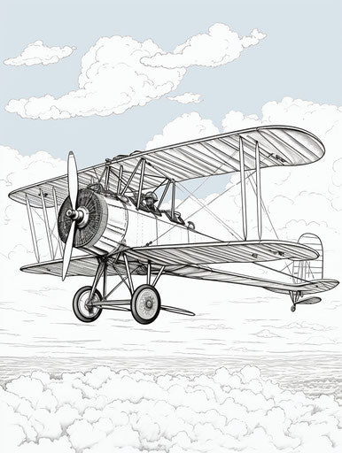 Airplane in the sky coloring page