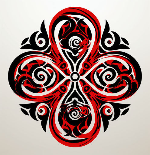 Tribal black and red designs, classic tattoo motifs style