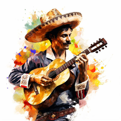 Mexican clipart in the style of Oil painting on white background