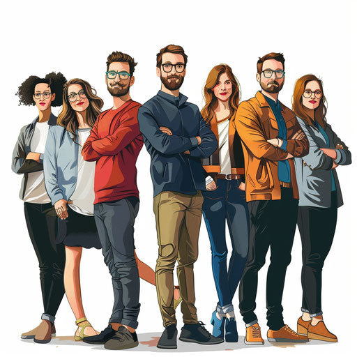 Team clipart in a photo realistic style on a white background