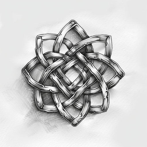 Celtic knot tattoo, shadow and light play, grayscale design