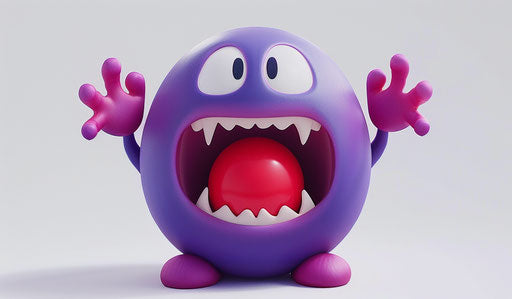 Purple emoji screaming with joy hands holding head