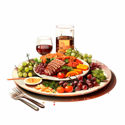 Meal clipart in the style of Chiaroscuro Art, on white background