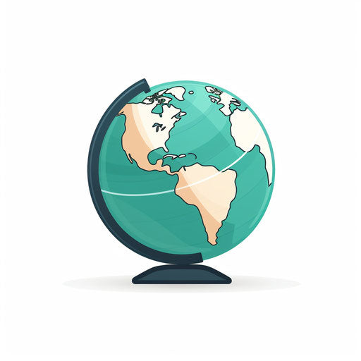 Minimalist globe illustration on white background