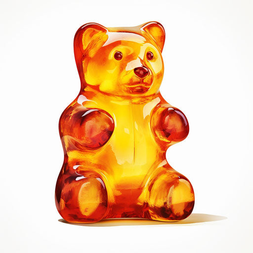 Gummy bear illustration in the style of Chiaroscuro Art, on a white background