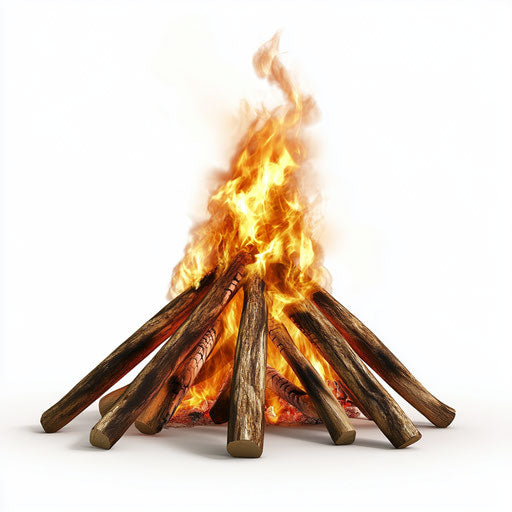 3D bonfire with flat white background
