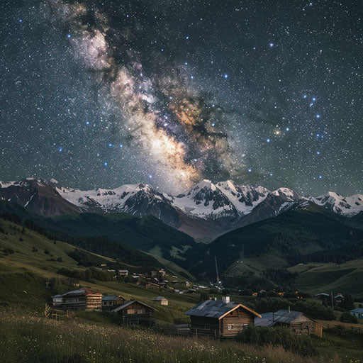 Svaneti under a starry sky, Milky Way above