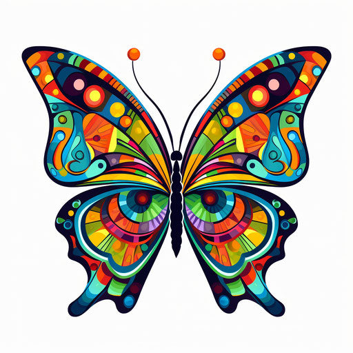 Geometric oblique butterfly, colorful pop art style