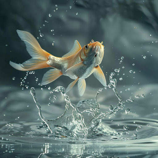 Aerial dance of a fish leaping out of the water