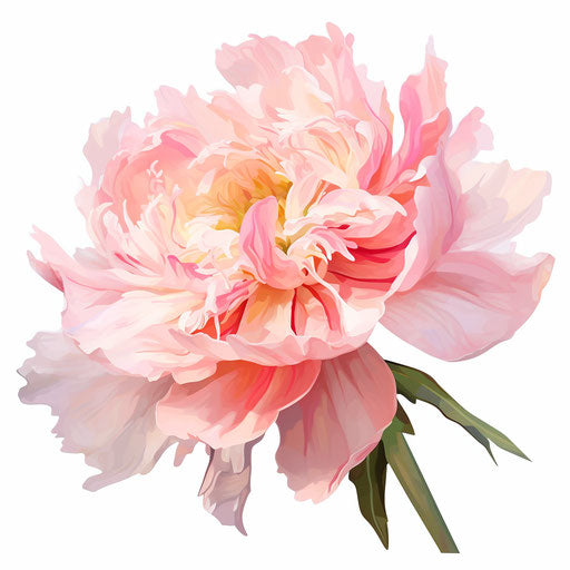 Peony clipart in the style of Impressionistic Art, on white background