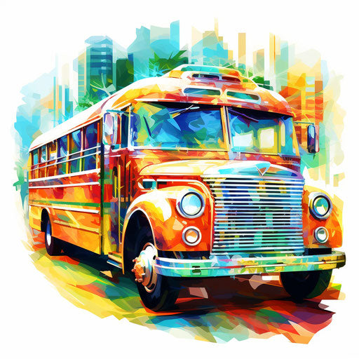 Jeepney clipart in the style of Impressionistic Art