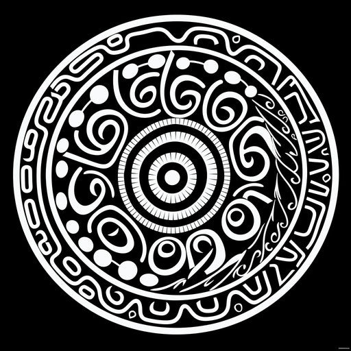 Black and white spiral, native Australian motifs, Tongan art