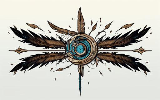 Indigenous arrows in black and white, sophisticated cartoon style