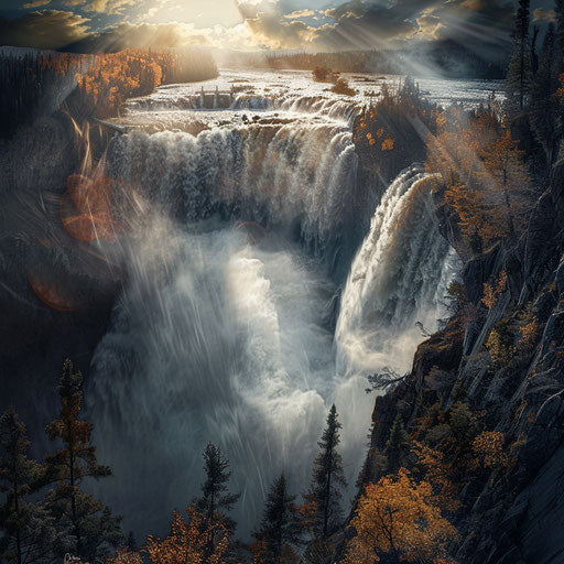 Montmorency Falls, Quebec, dramatic landscape with intense shadows