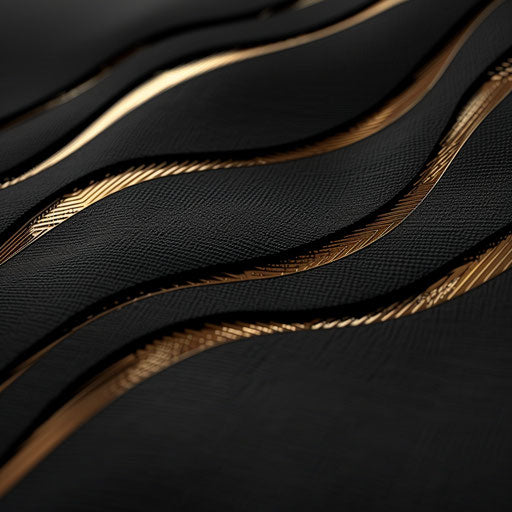 Luxury clothing logo with black and gold accents on a sleek background