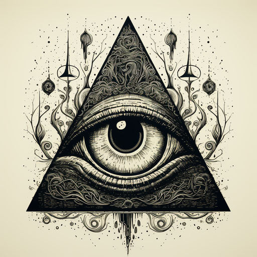 All-seeing eye in triangle, ornamental minimalist drawing