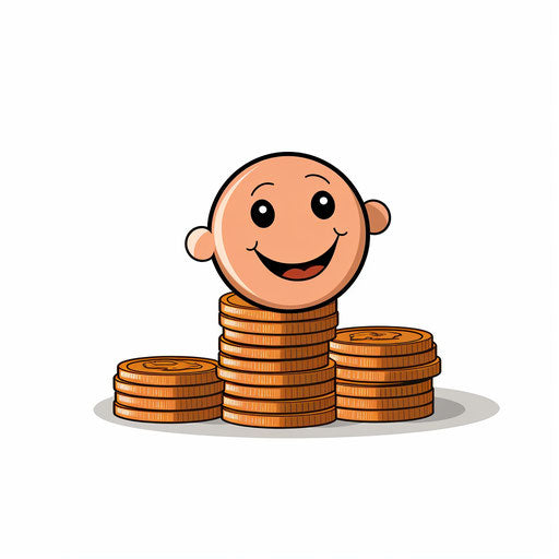 Minimalist style penny clipart, on white background