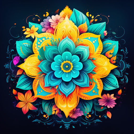 Ornamental mandala with vibrant colors and diverse cultural elements