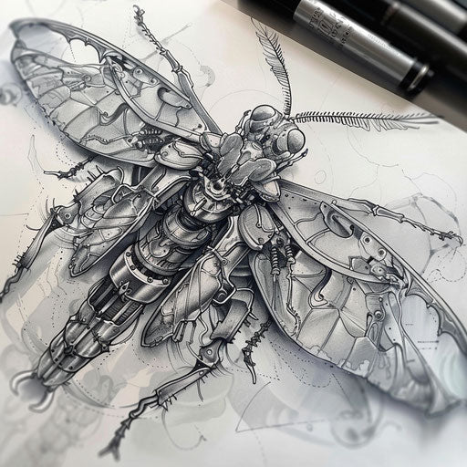 Biomechanical death moth tattoo concept