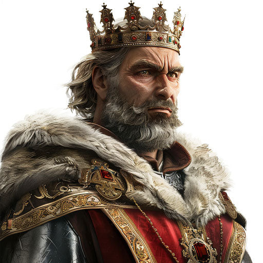 King clipart in a photo realistic style on flat white background