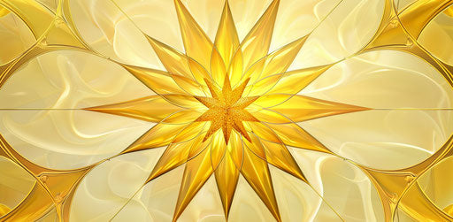 Yellow star with old gold, playful streamlined forms