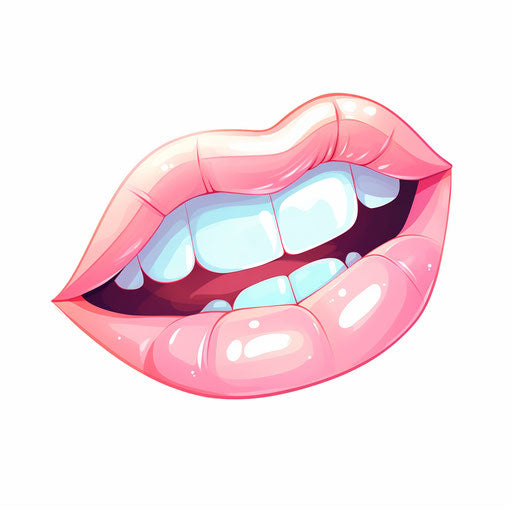 Cartoon mouth in Pastel Colors Art style on white background