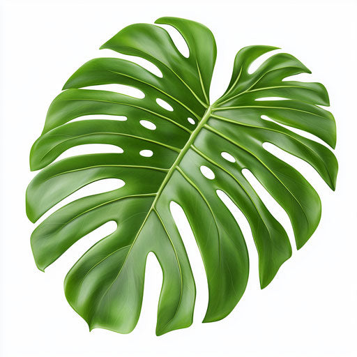 3D Monstera leaf on flat white background