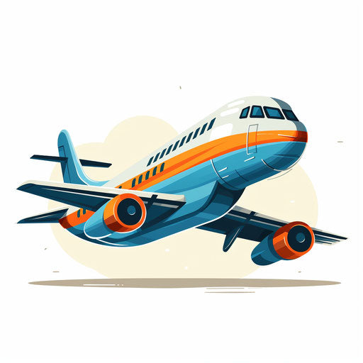 Minimalist airplane clipart on white background