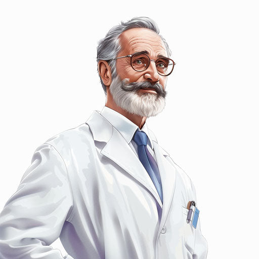 Realistic professor clipart on white background, smooth finish