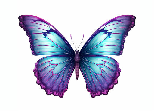 Purple and blue butterfly isolated on white, realistic yet stylized