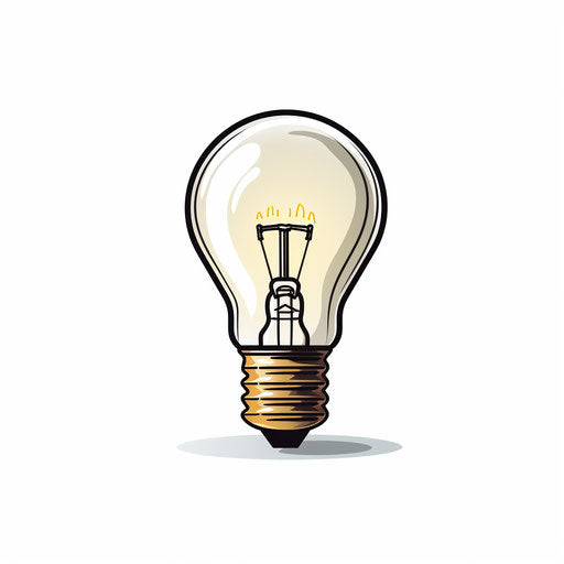 Minimalist light bulb illustration on white background
