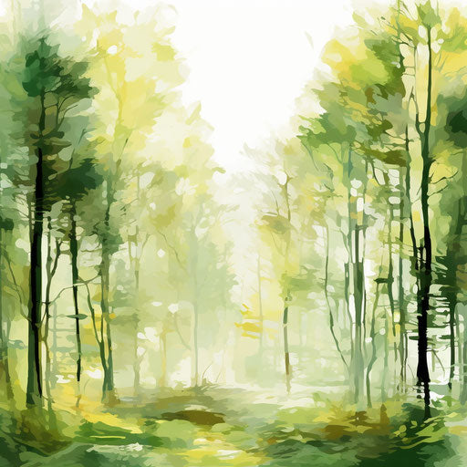 Impressionistic forest on white background