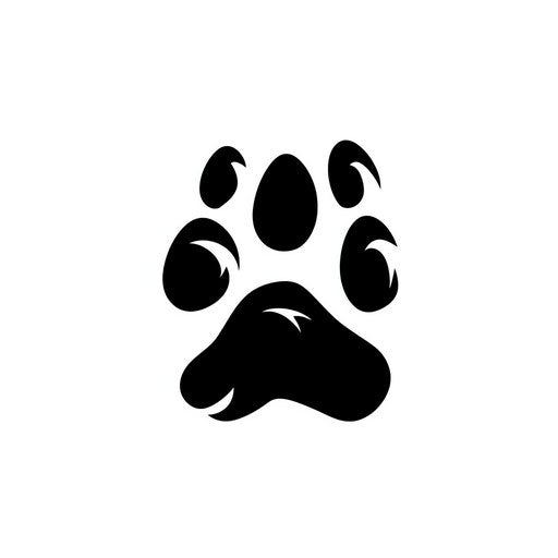 Minimalist style dog paw clipart on white background