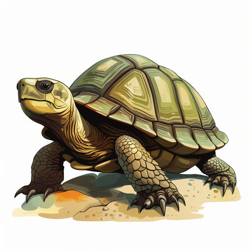 Turtle clipart in the style of Chiaroscuro Art, on white background