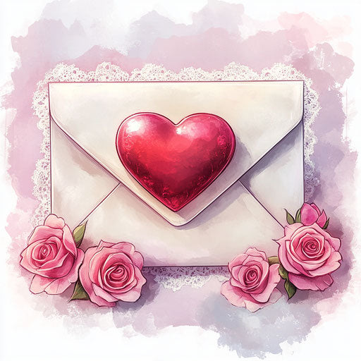 Valentine's Day love letter with lace and roses