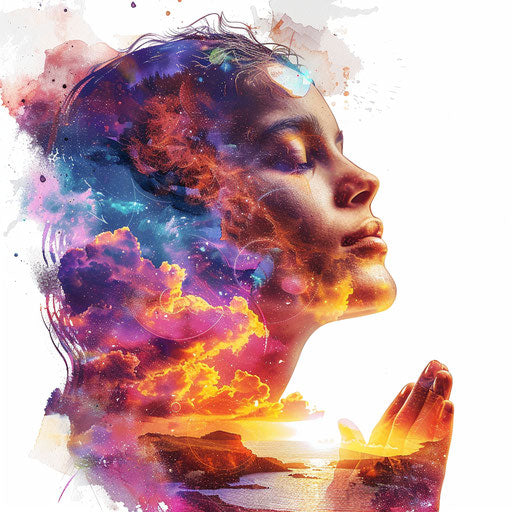 Religious art in a photo-realistic style on flat white background