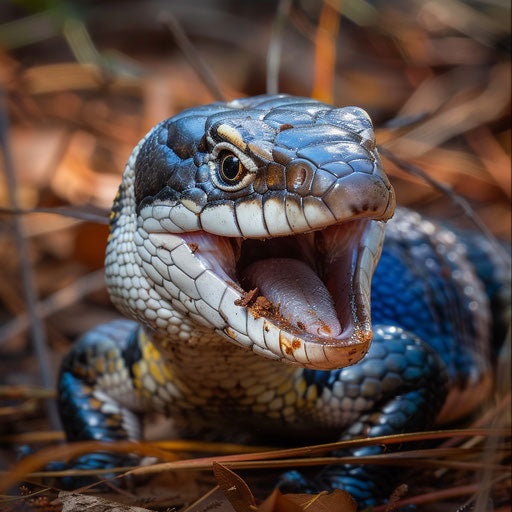 Wild blue tongue skink displaying natural interactions in the style of Frans Lanting