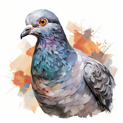 Pigeon illustration in the style of Oil painting, on white background