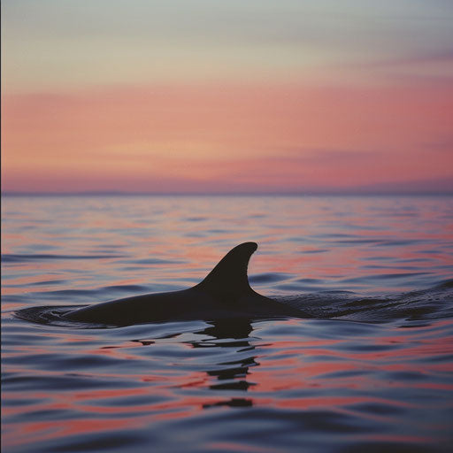 Silhouette of a vaquita porpoise in twilight