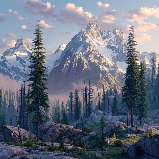 Cascade Mountain's rugged terrain at dawn